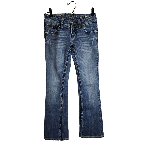 Miss Me Jeans Women’s Sz 26 JP5082B Boot Cut ANGEL Pocket Rhinestone Inseam 32" - Picture 4 of 6